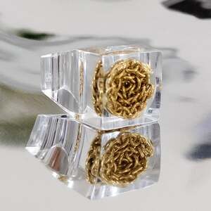 Vintage Siv Lagerström Sweden Lucite Statement Ring with Gold Chain Link Inlay